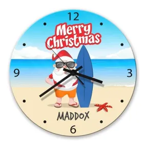 Beach Santa Glass Clock