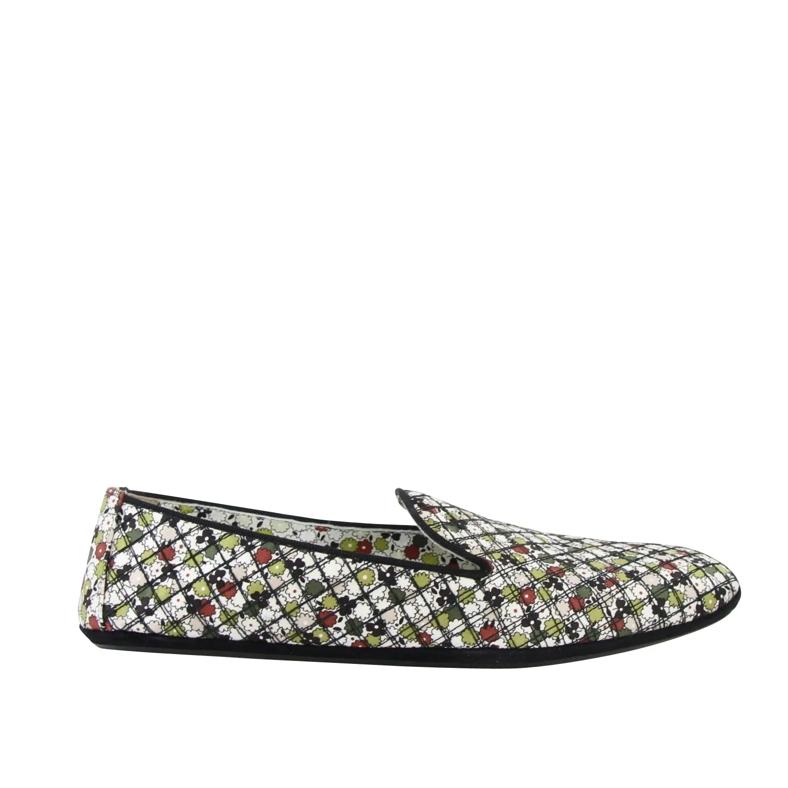 Bottega Veneta Women's Floral Green / Red / Black Fabric / Leather Ballet Flats (39.5 EU / 9.5 US)