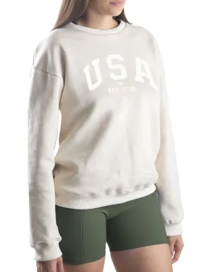 Cream USA Mid-Weight Fleece Crew Sweatshirt