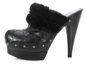 Dior Ice Cannage Quilted Shearling Clog Platforms