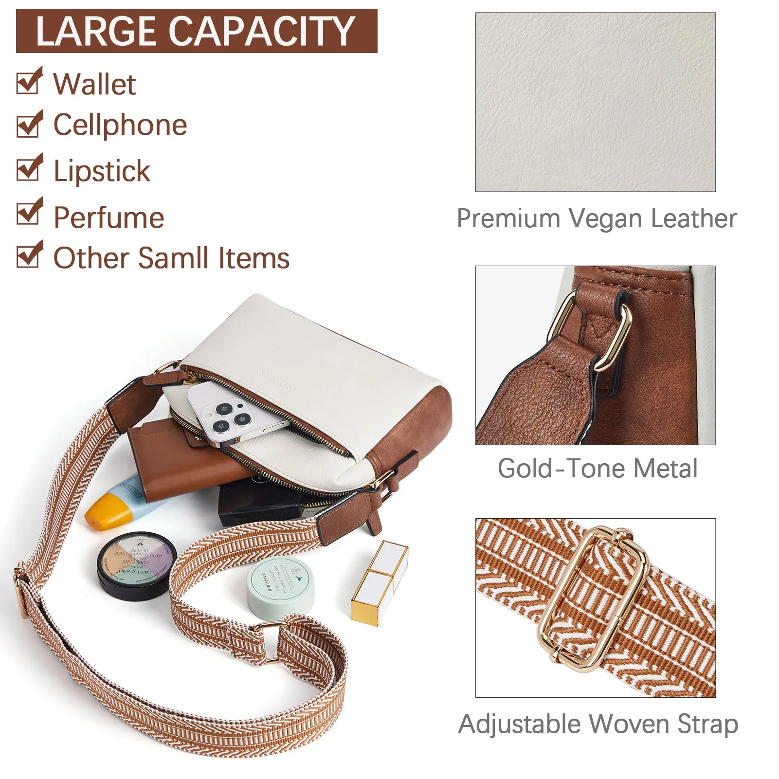 Nola Keep Your Essentials Organized with a Triple Zip Cell Phone Leather Handbag