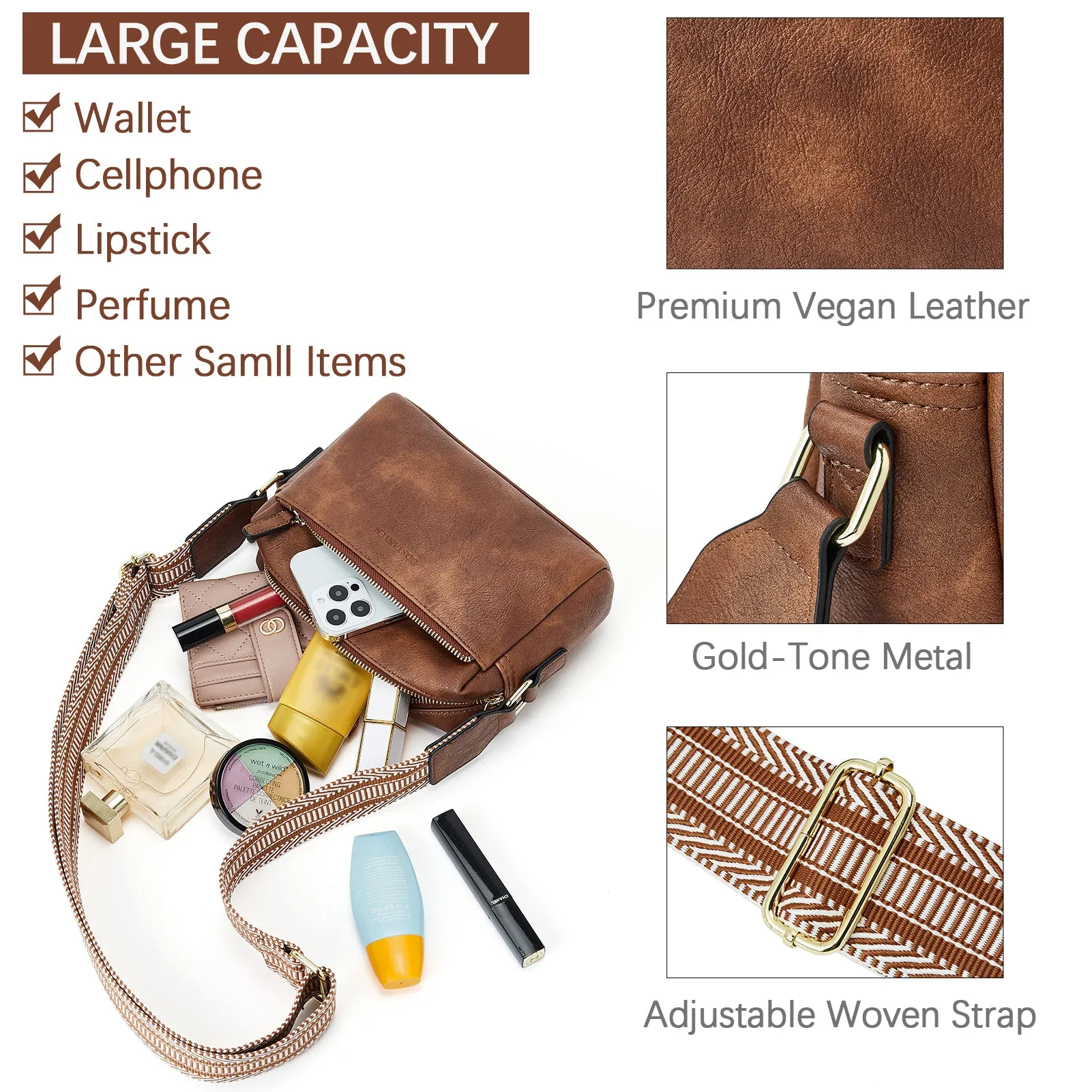 Nola Keep Your Essentials Organized with a Triple Zip Cell Phone Leather Handbag