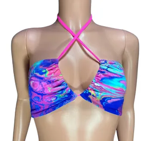 Rainbow Vapor Freedom X-String Rave Bikini Top