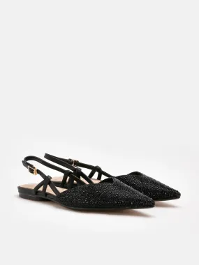 [SALE]Cindy Crystal Embellished Slingback Ballet Flats