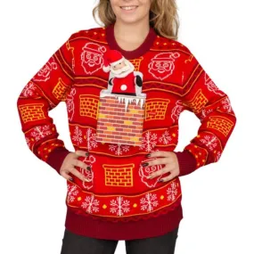 Women's Jack in the Box Santa Claus 3D Ugly Christmas Sweater